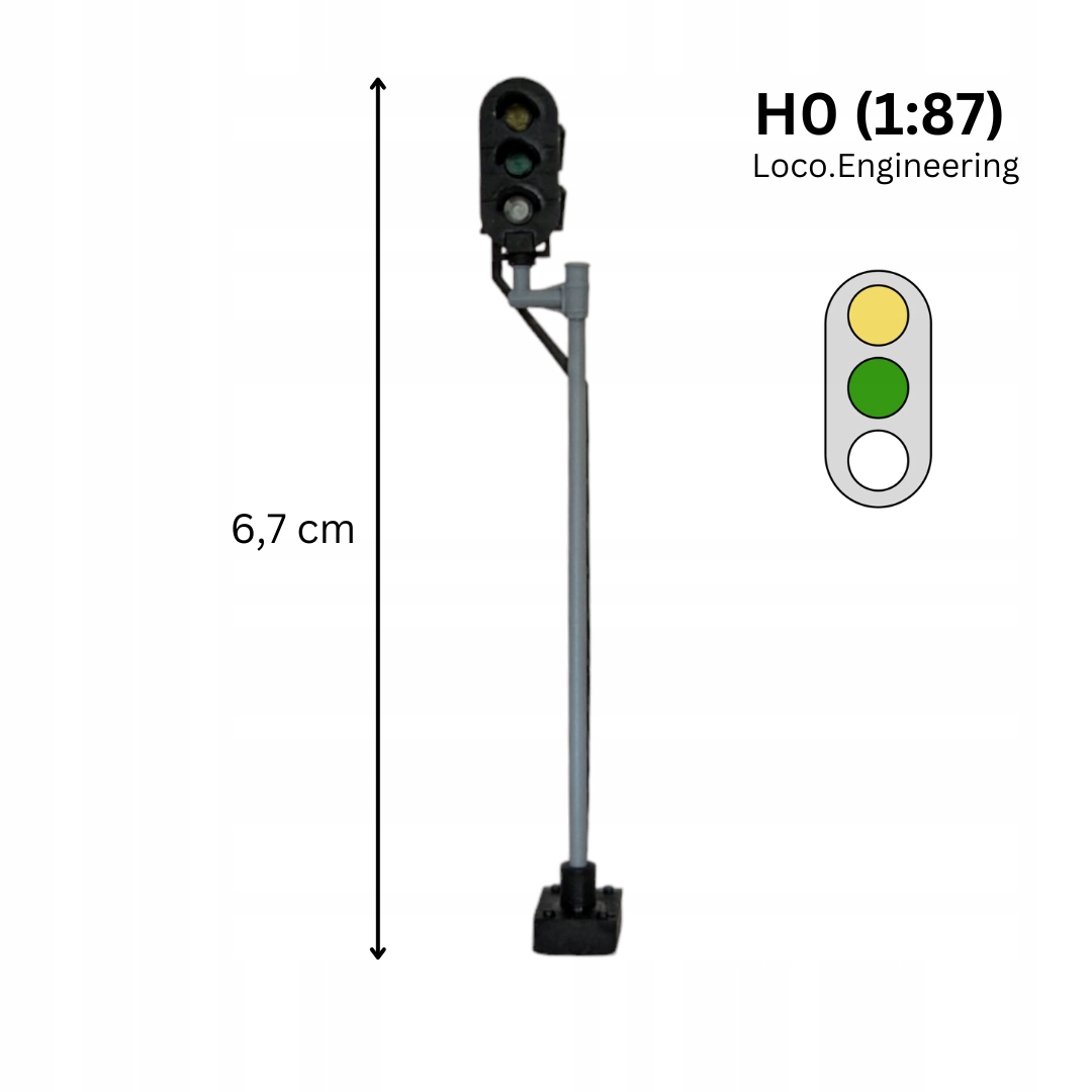 3 Aspect Railway Signal, H0, Left, Polish Railways